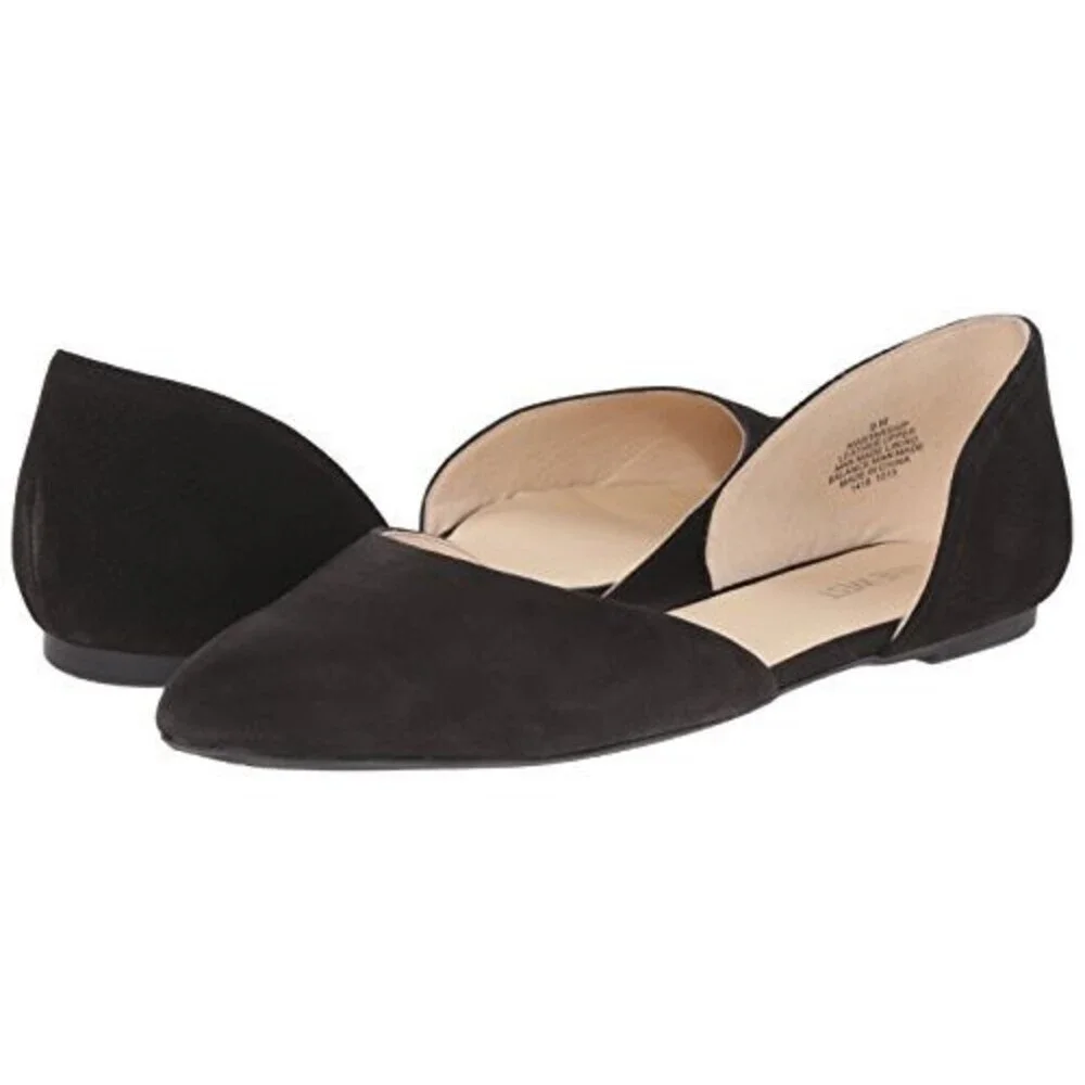 Nine West Starship 25017869-001 Flat Women's US 5 Black Slip On D'Orsay JOBB677